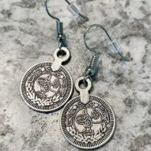 Silver Coin Dangle Earrings
